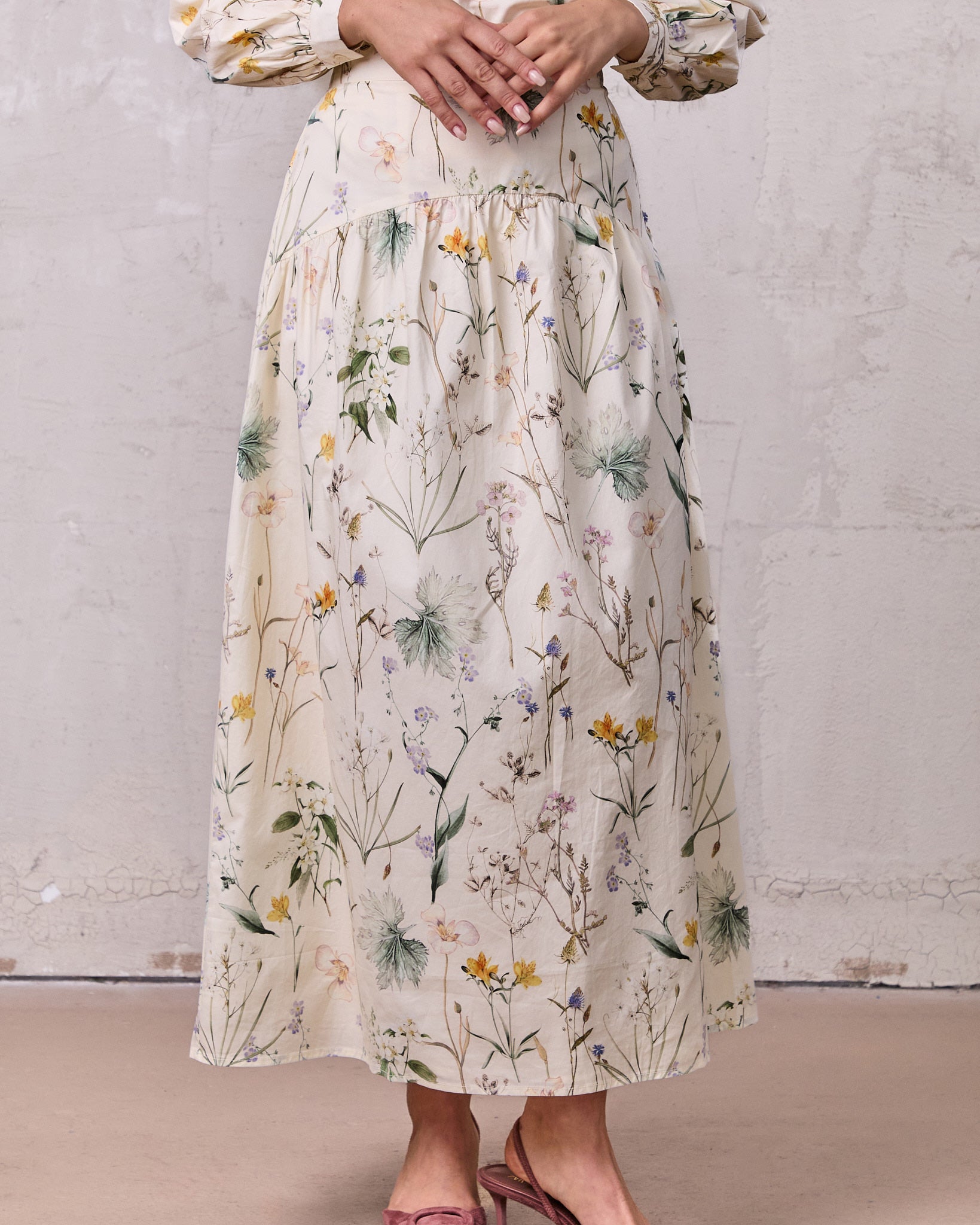 Yoke Floral Skirt-Vintage Floral