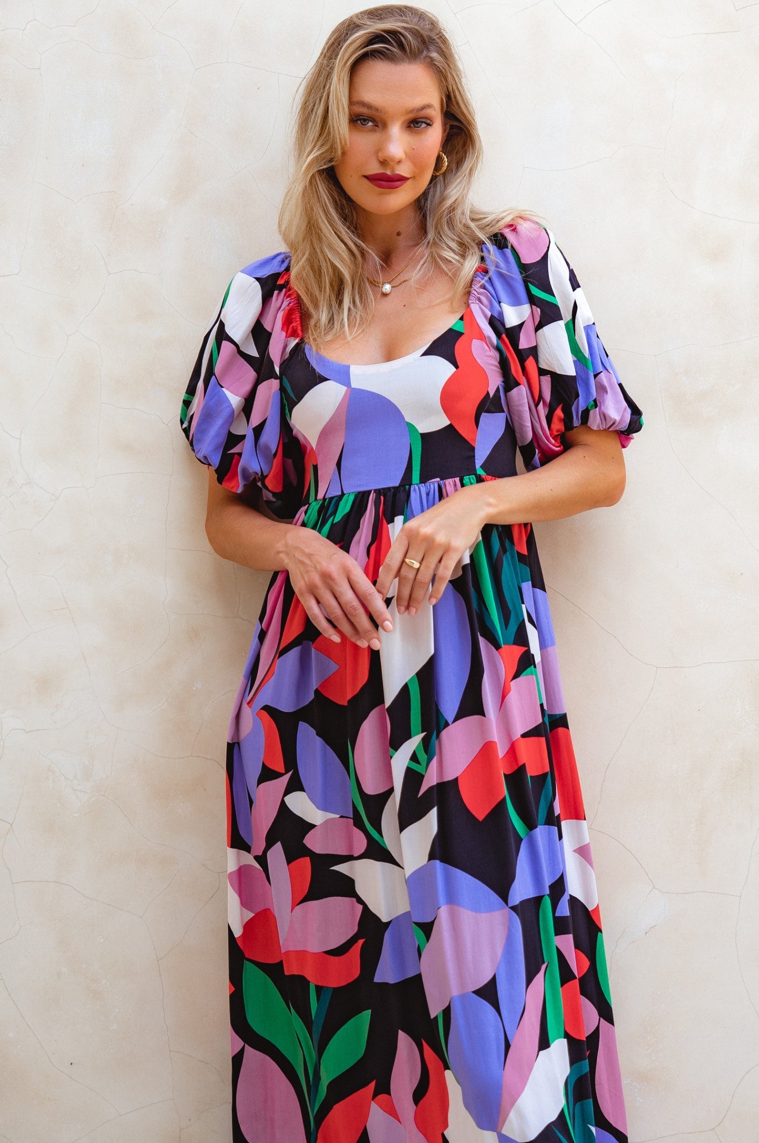 Violeta Puff Sleeve Midi Dress (Sale)