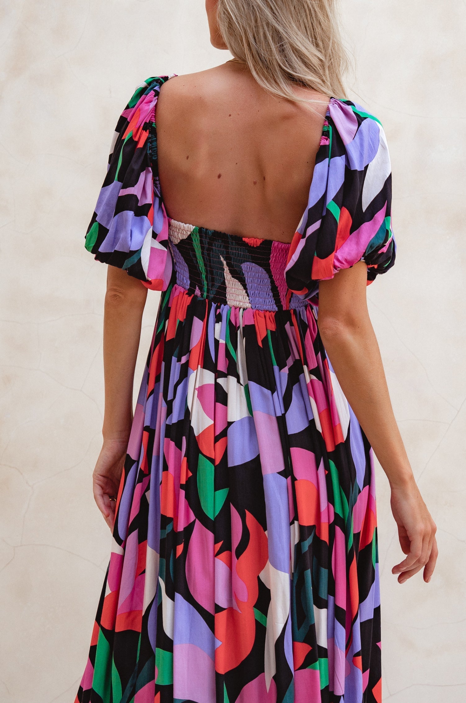 Violeta Puff Sleeve Midi Dress (Sale)